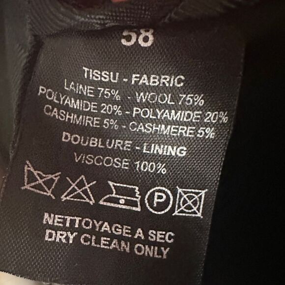 Cacharel Wool Cashmere Winter Coat Black Size 58 - Picture 6 of 6